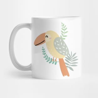 Cute parrot in the jungle. Kids' things. Mug